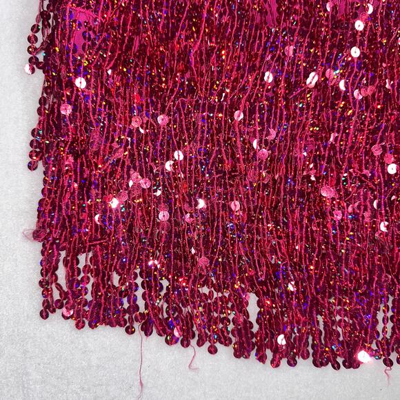 Sparkly Sequin Tassel Fringe Belt Hip Scarf Belly Dance Pink Wrap Costume Party - Picture 6 of 9